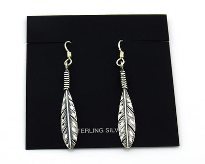 Navajo Eagle Feather Earrings Sterling Silver Dangle Vintage