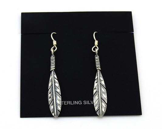 Navajo Eagle Feather Earrings Sterling Silver Dangle Vintage