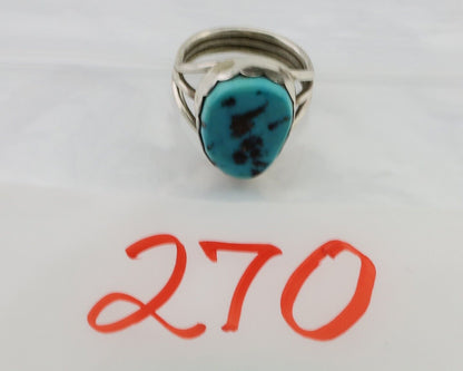 Navajo Ring 925 Silver Natural Blue Turquoise Signed Tony Guerro C.80's