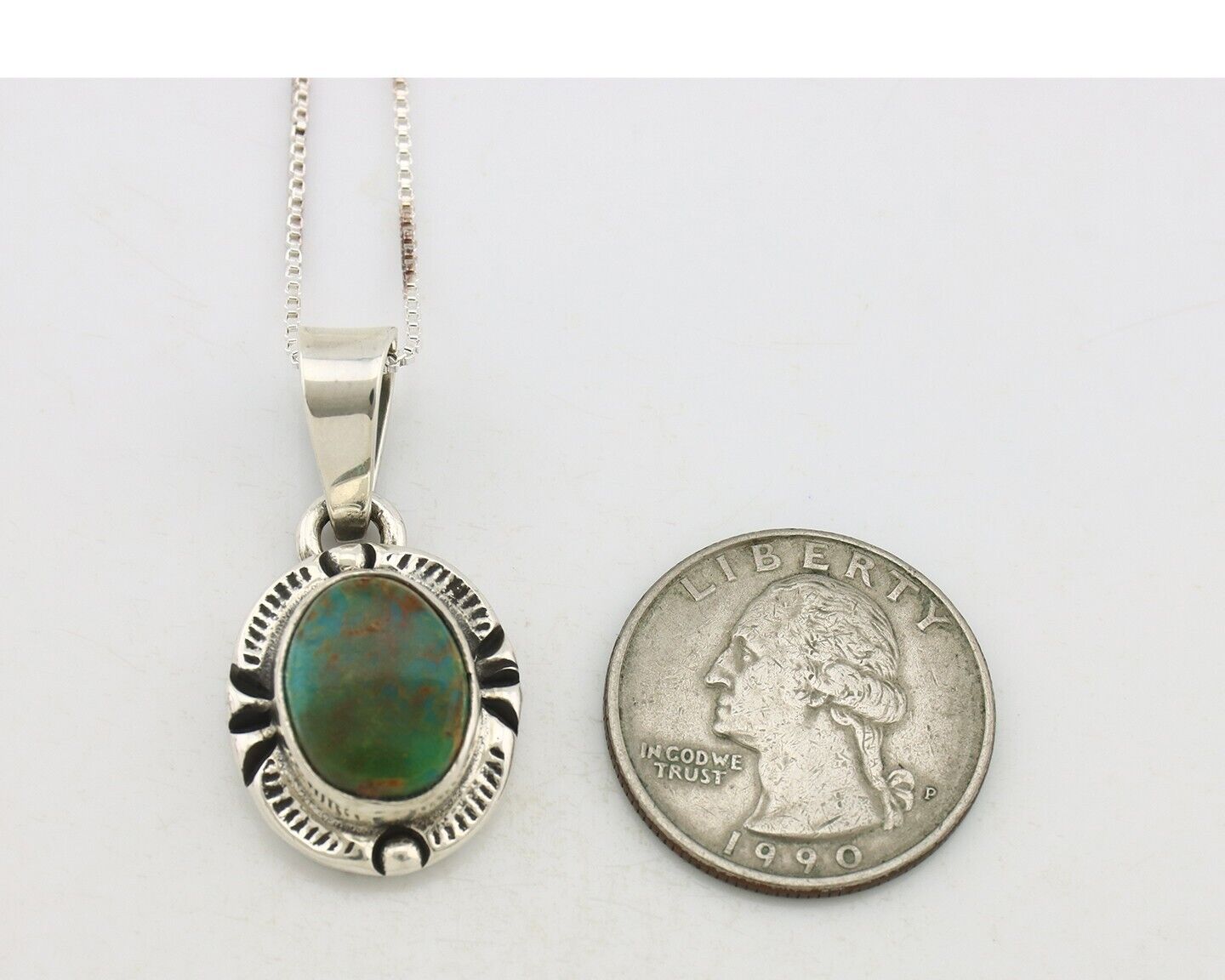 Navajo Necklace 925 Silver Arizona Turquoise Handmade Signed Gecko C.90's
