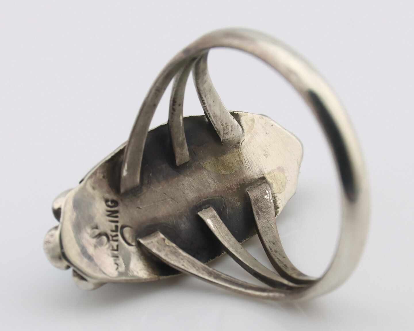 Navajo Ring .925 Silver Sleeping Beauty Turquoise Signed SkyStone Creations C80s