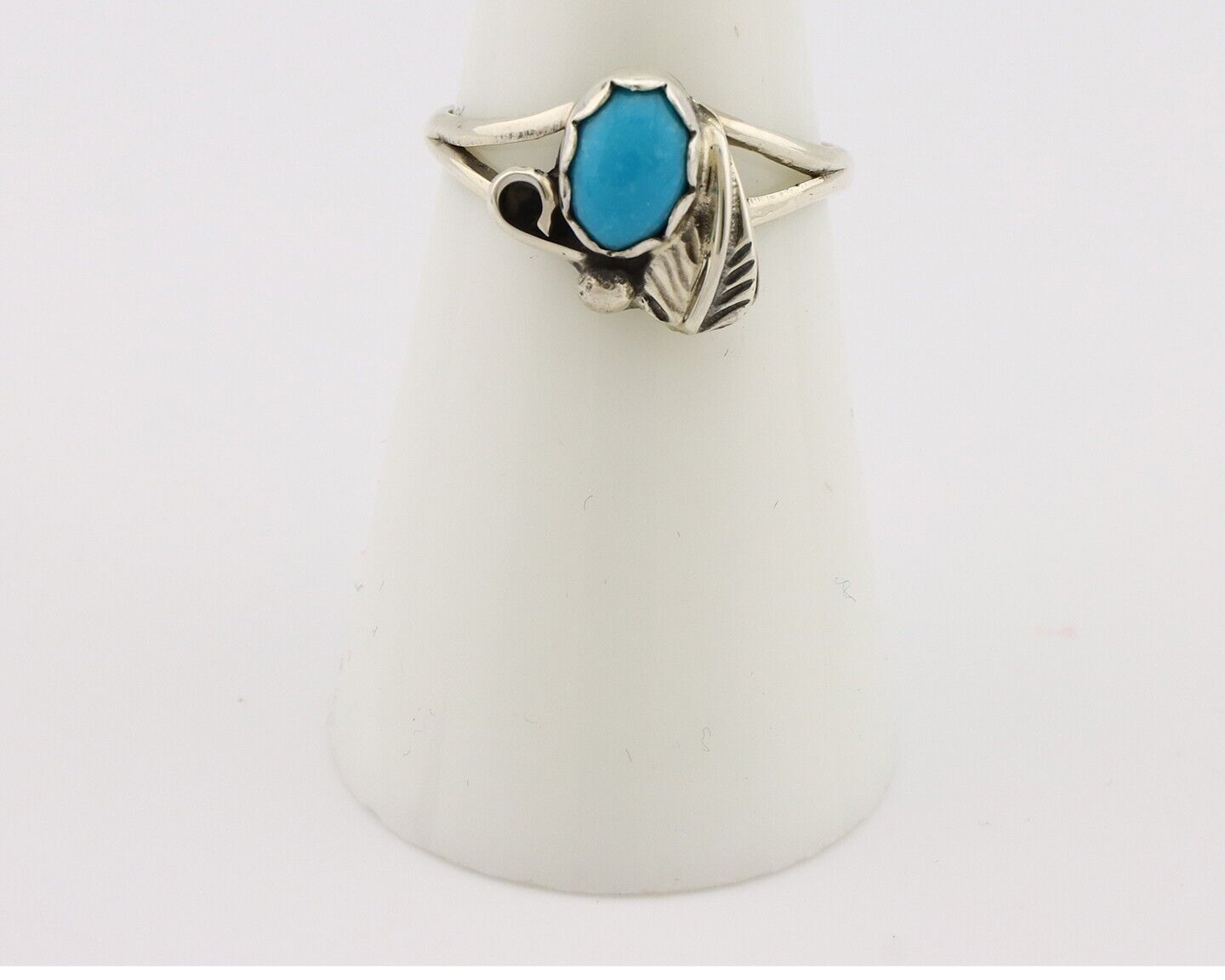 Navajo Ring .925 Silver Sleeping Beauty Turquoise Native American Artist C.80's