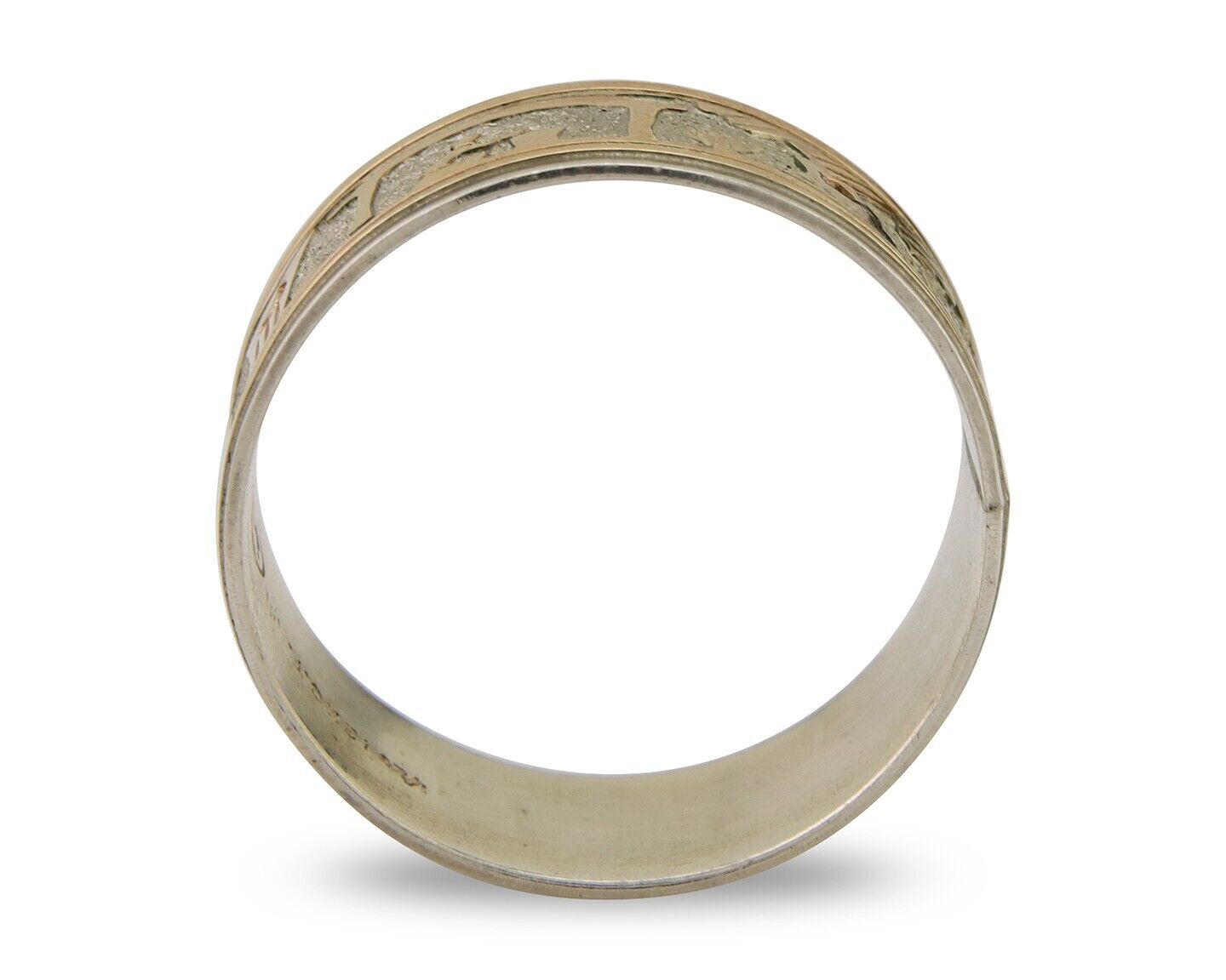 Men Navajo Handmade Ring 925 Silver & Gold Signed C8 C.80's