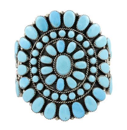 VTG RARE Navajo Natural Blue Turquoise .925 Sterling Silver Cuff Bracelet