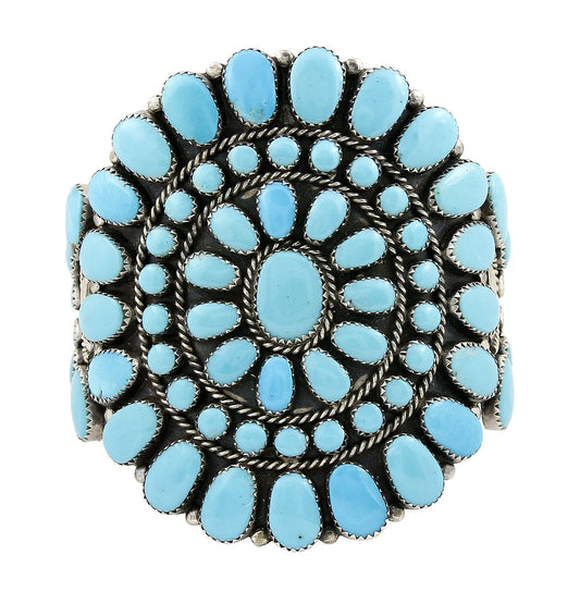 VTG RARE Navajo Natural Blue Turquoise .925 Sterling Silver Cuff Bracelet