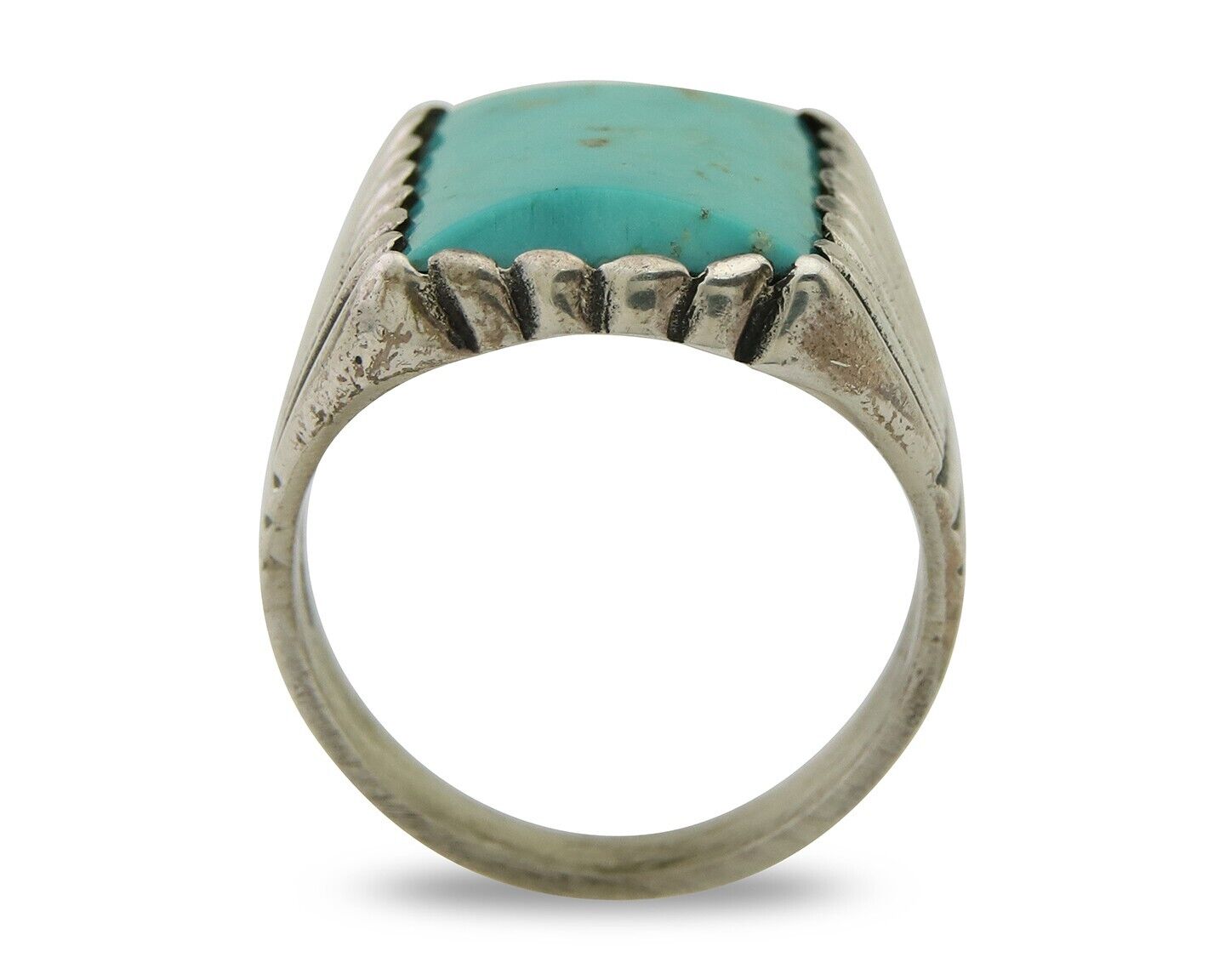 Navajo Handmade Ring 925 Sterling Silver Natural Turquoise Native Artist C.80's