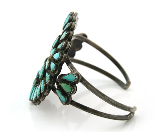 Navajo Cuff Bracelet Sterling Silver Turquoise Vintage Old Pawn