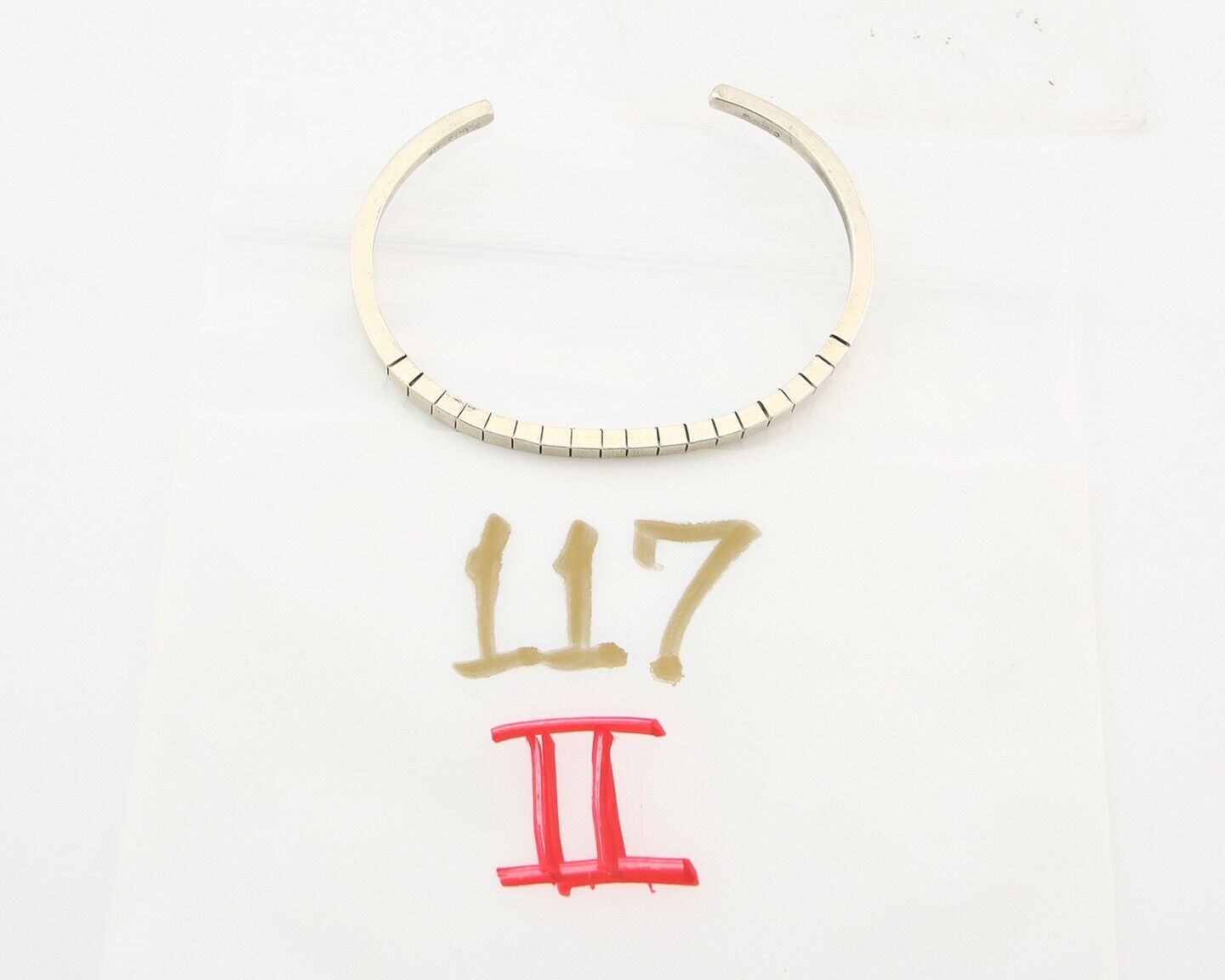 Navajo Bracelet 925 Silver Hand Stamped Signed M.C. ISASIB C.80's