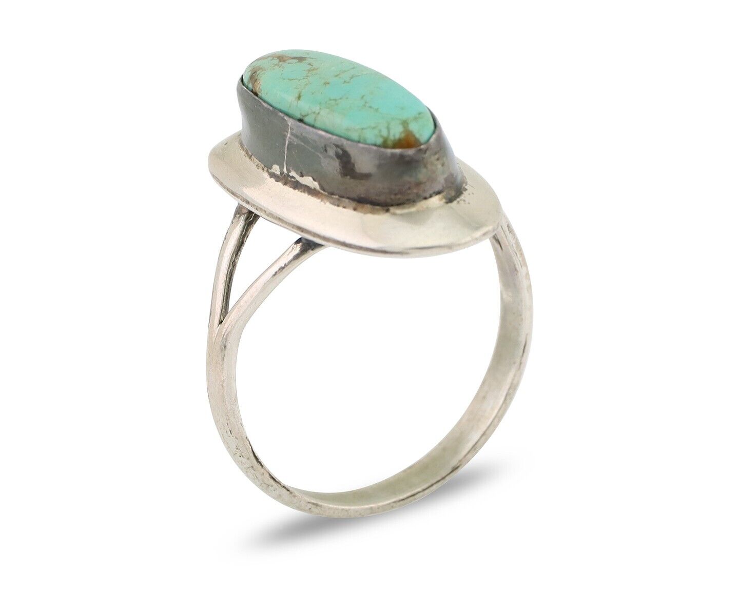 Navajo Ring 925 Silver Kingman Turquoise Artist Signed Kachina C.80's