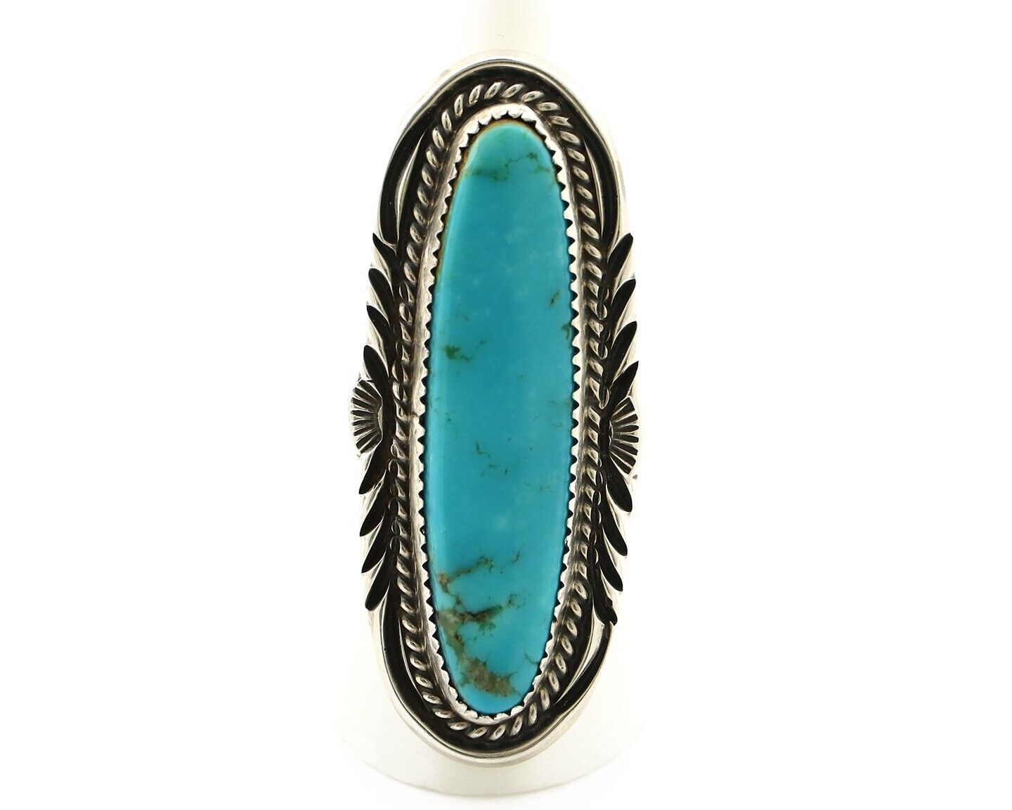 Navajo Ring 925 Silver Natural Mined Turquoise Artist Signed Mike Begay C.80's