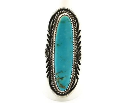 Navajo Ring 925 Silver Natural Mined Turquoise Artist Signed Mike Begay C.80's