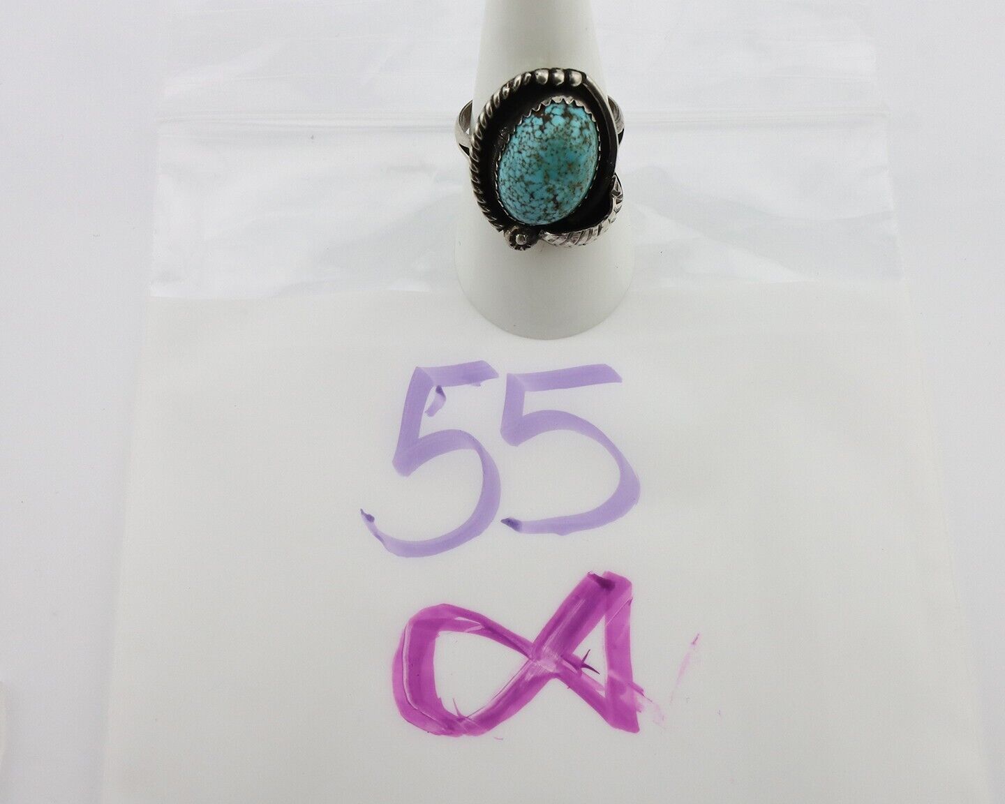 Navajo Ring 925 Silver Mine 8 Turquoise Native Artist C.80s