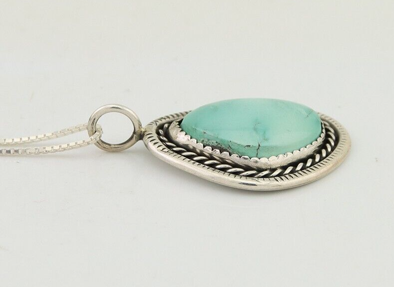 Navajo Necklace 925 Silver Natural Turquoise Native American Artist C.80's