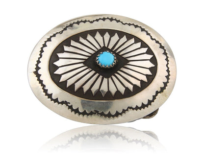 Navajo Belt Buckle 925 Sterling Silver Concho Native Artist 1.5x1.9 in C.80's