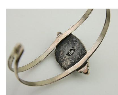 Navajo Hand Stamped Cuff Bracelet Turquoise 925 Silver Signed Sunrise C.80's