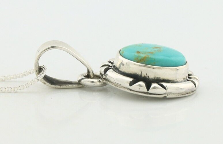 Navajo Necklace 925 Silver Arizona Turquoise Handmade Signed Gecko C.90's