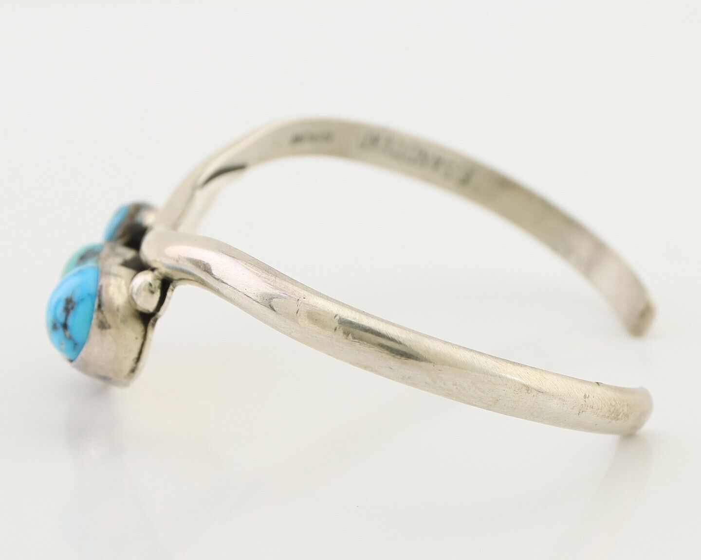 Navajo Bracelet 925 Silver Morenci Turquoise Artist Signed Frank Sandoval C.80's