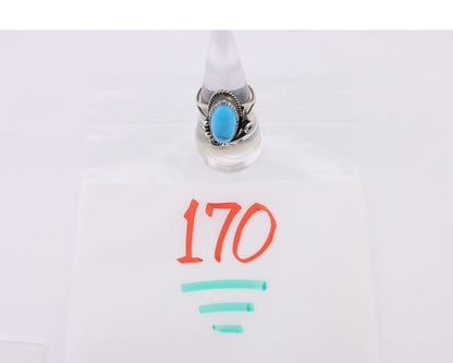 Navajo Ring 925 Silver Sleeping Beauty Turquoise Signed Justin Morris C.80's