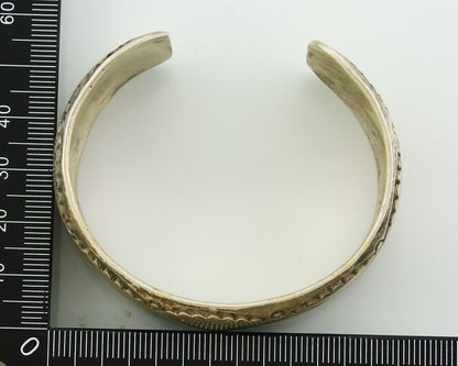 Navajo Bracelet 925 Silver Inlaid Coral & Turquoise Cuff Artist Signed LB C.80's