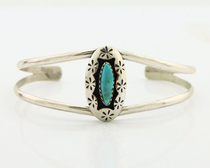 Navajo Bracelet 925 Silver Kingman Turquoise Artist Signed IJC C.80's