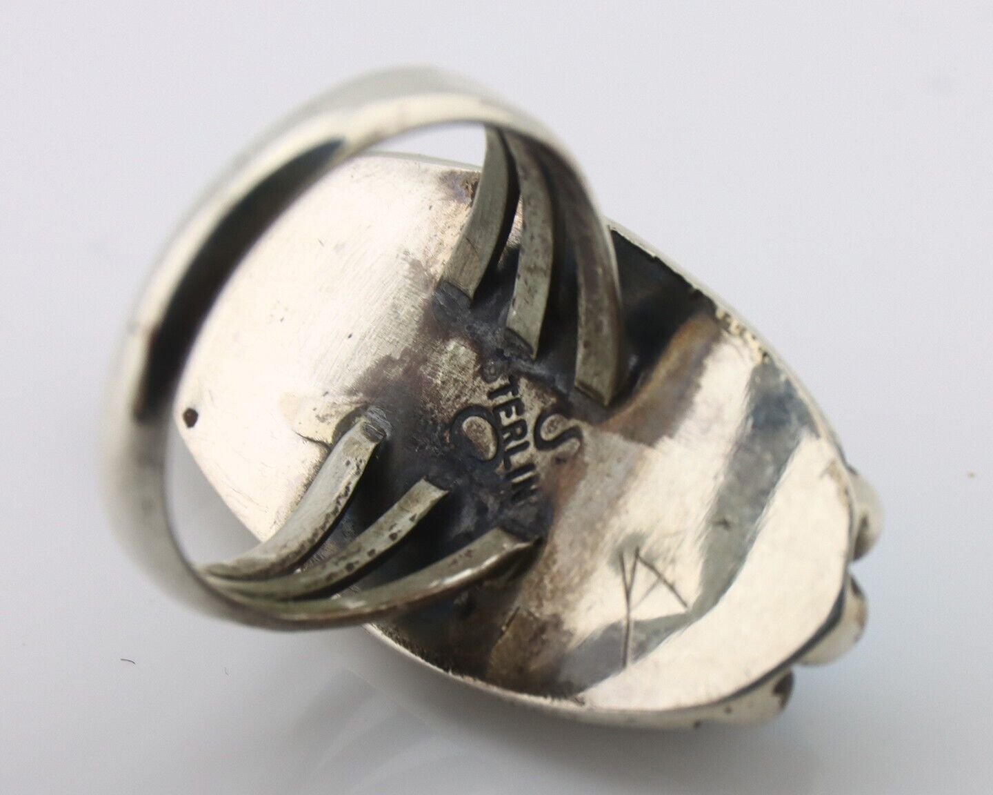 Navajo Ring .925 Silver Sleeping Beauty Turquoise Signed SkyStone Creations C80s