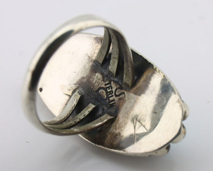 Navajo Ring .925 Silver Sleeping Beauty Turquoise Signed SkyStone Creations C80s