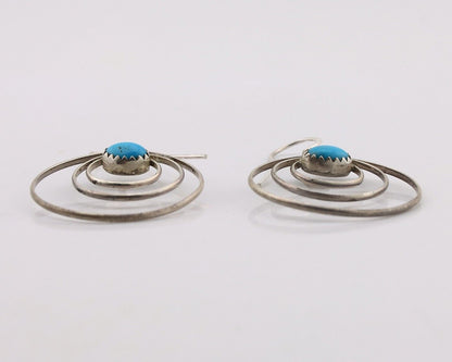 Navajo Dangle Handmade Earrings 925 Silver Blue Turquoise Native Artist C.80's