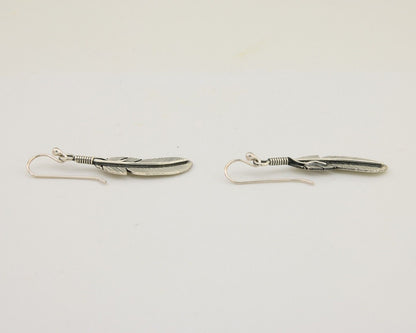 Navajo Eagle Feather Dangle Earrings 925 Silver Native American Artist C.80's