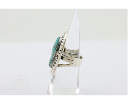 Navajo Ring 925 Silver Simi-Translucent Natural Turquoise Size 6.5 C.80's