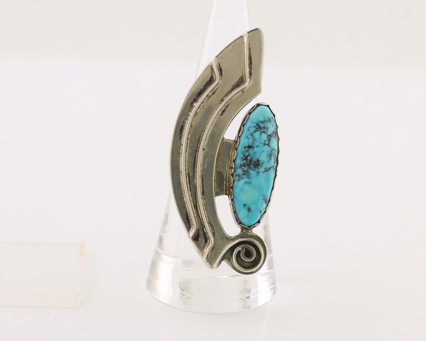 Navajo Ring 925 Silver Natural Blue Turquoise Native American Artist C.80's