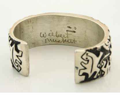 Navajo Cuff Bracelet Sterling Silver Natural Gemstone Signed Wilbert Muskett
