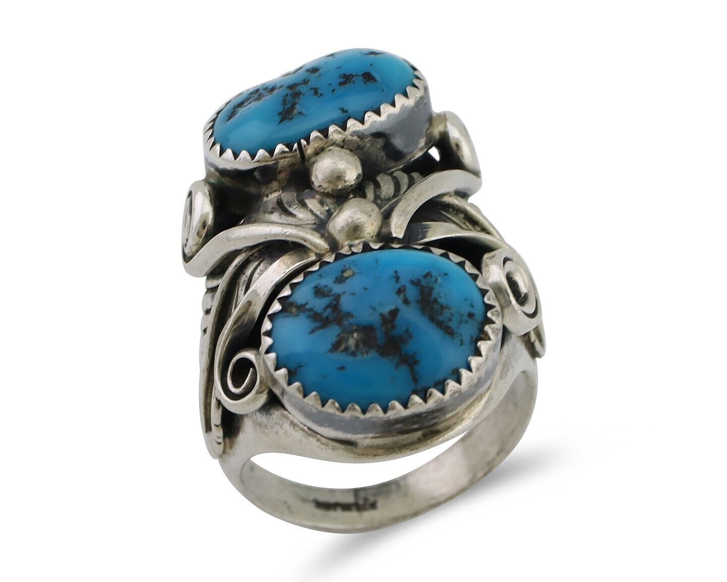 Navajo Ring 925 Silver Sleeping Beauty Turquoise Native Artist C.80's