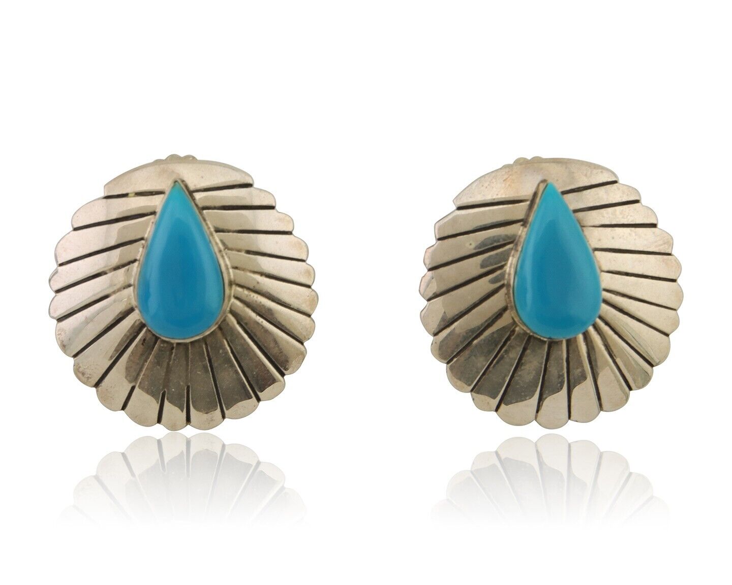 Navajo Earrings 925 Silver Natural Blue Native American Artist C.80's