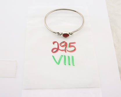 Navajo Bracelet Sterling Silver Natural Red Coral Artist Signed Sunrise