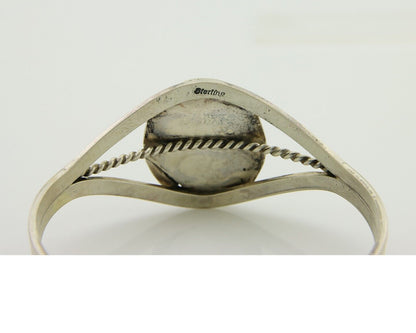 Navajo Cuff Bracelet Natural Malachite 925 Silver Native American Artist C.80s