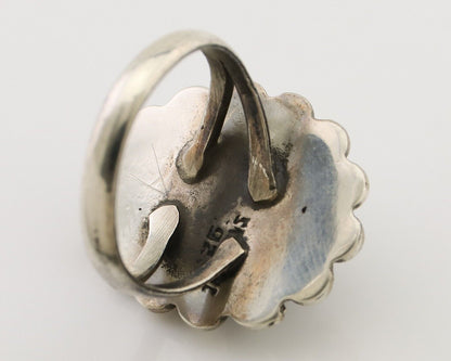 Navajo Handmade Ring 925 Silver Natural Fire Opal Native Artist Size 6.25 C.80's