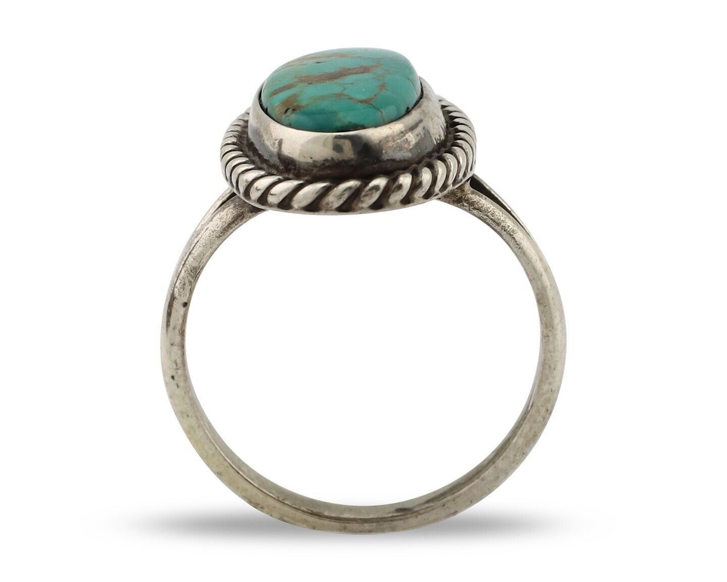 Navajo Ring 925 Silver Kingman Turquoise Artist Signed M Montoya C.80's