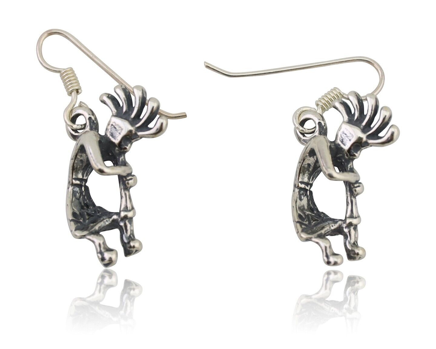 Navajo Kokopelli Dangle Earrings 925 Silver Native American Artist C.80's