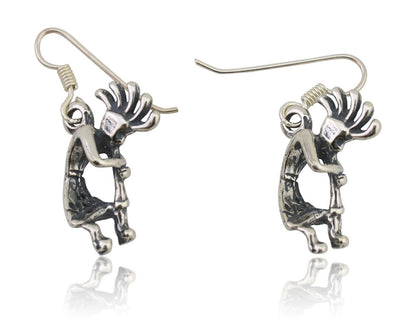 Navajo Kokopelli Dangle Earrings 925 Silver Native American Artist C.80's