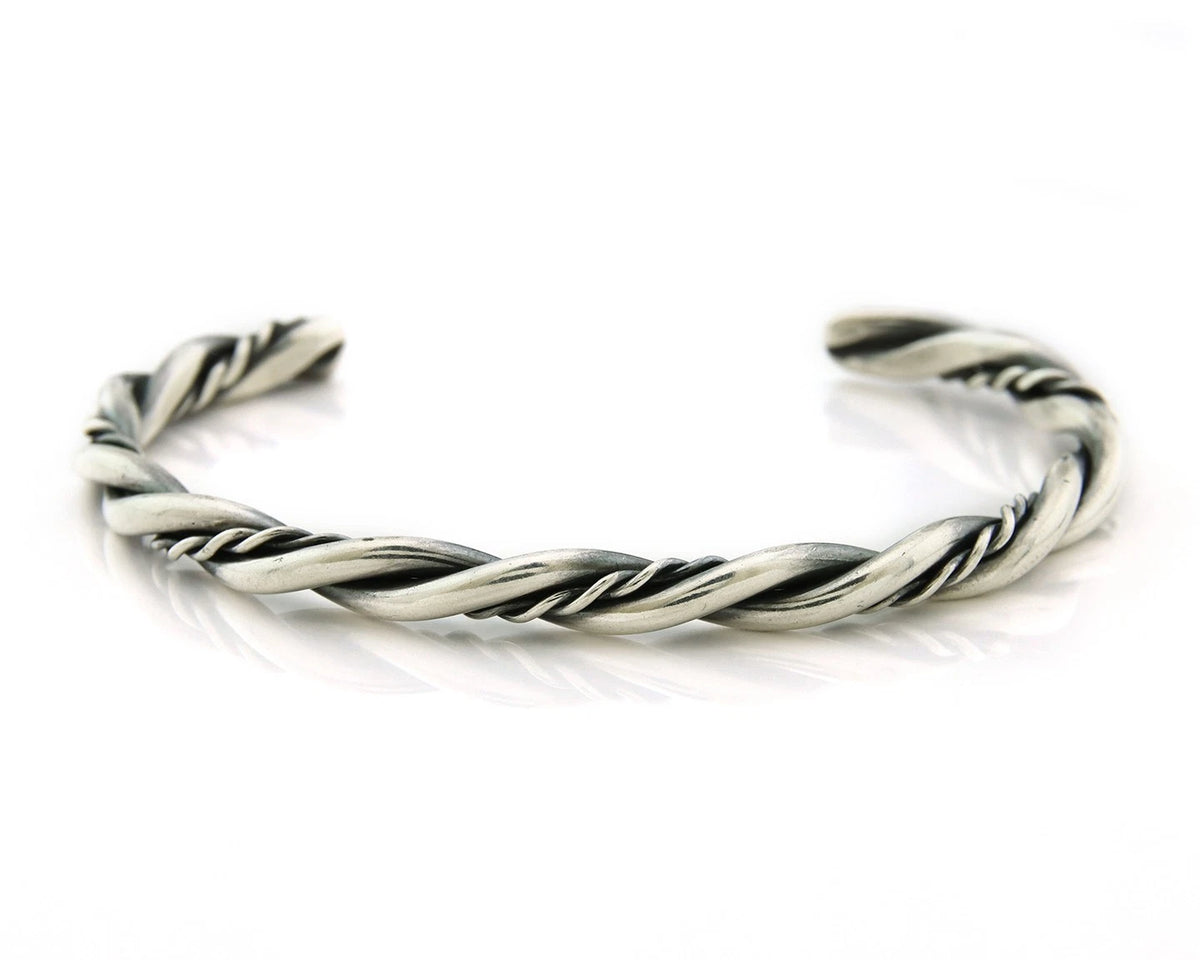 Navajo Cuff Bracelet 925 Sterling Silver Vintage Handmade Twist
