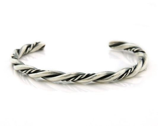 Navajo Cuff Bracelet 925 Sterling Silver Vintage Handmade Twist