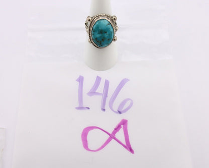 Navajo Ring 925 Silver Blue Turquoise & Pyrite Native American Artist C.80's
