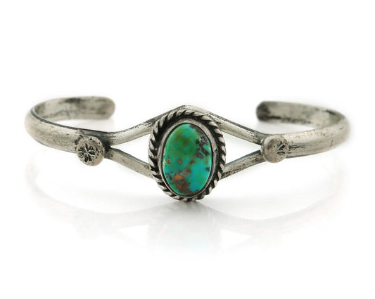Navajo Cuff Bracelet 925 Sterling Silver Natural Turquoise Handmade Vintage