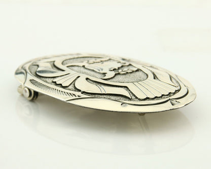 Navajo Belt Buckle 925 Sterling Silver Artist Signed Gene Gibson 2x3 in C.80's