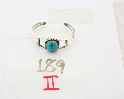 Navajo Bracelet 925 Silver Natural Blue Turquoise Native American Artist C.80s