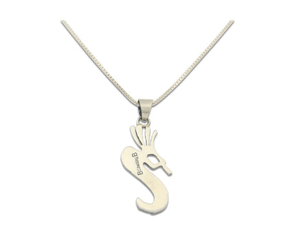 Navajo Kokopelli Necklace Sterling Silver Opal Vintage Signed BB