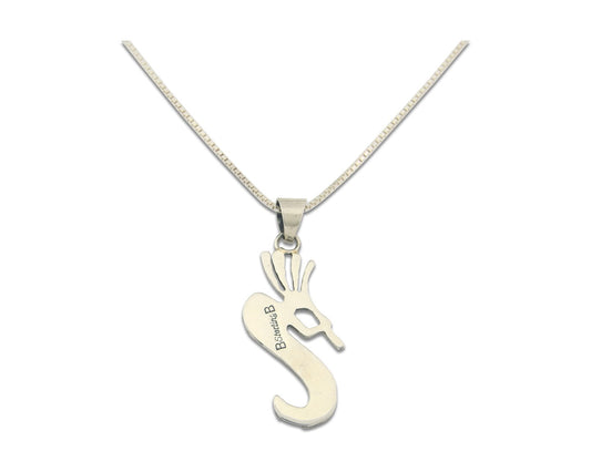 Navajo Kokopelli Necklace Sterling Silver Opal Vintage Signed BB