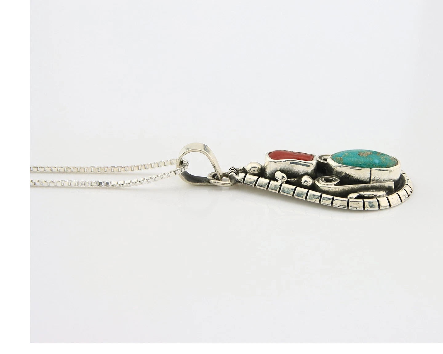 Navajo Necklace Sterling Authentic Gemstone Traditional Signed Teepee