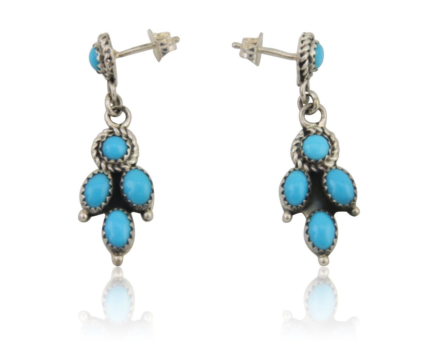 Navajo Paw Earrings 925 Silver Blue Turquoise Native American Artist C.80's