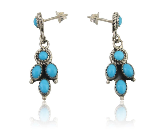 Navajo Paw Earrings 925 Silver Blue Turquoise Native American Artist C.80's